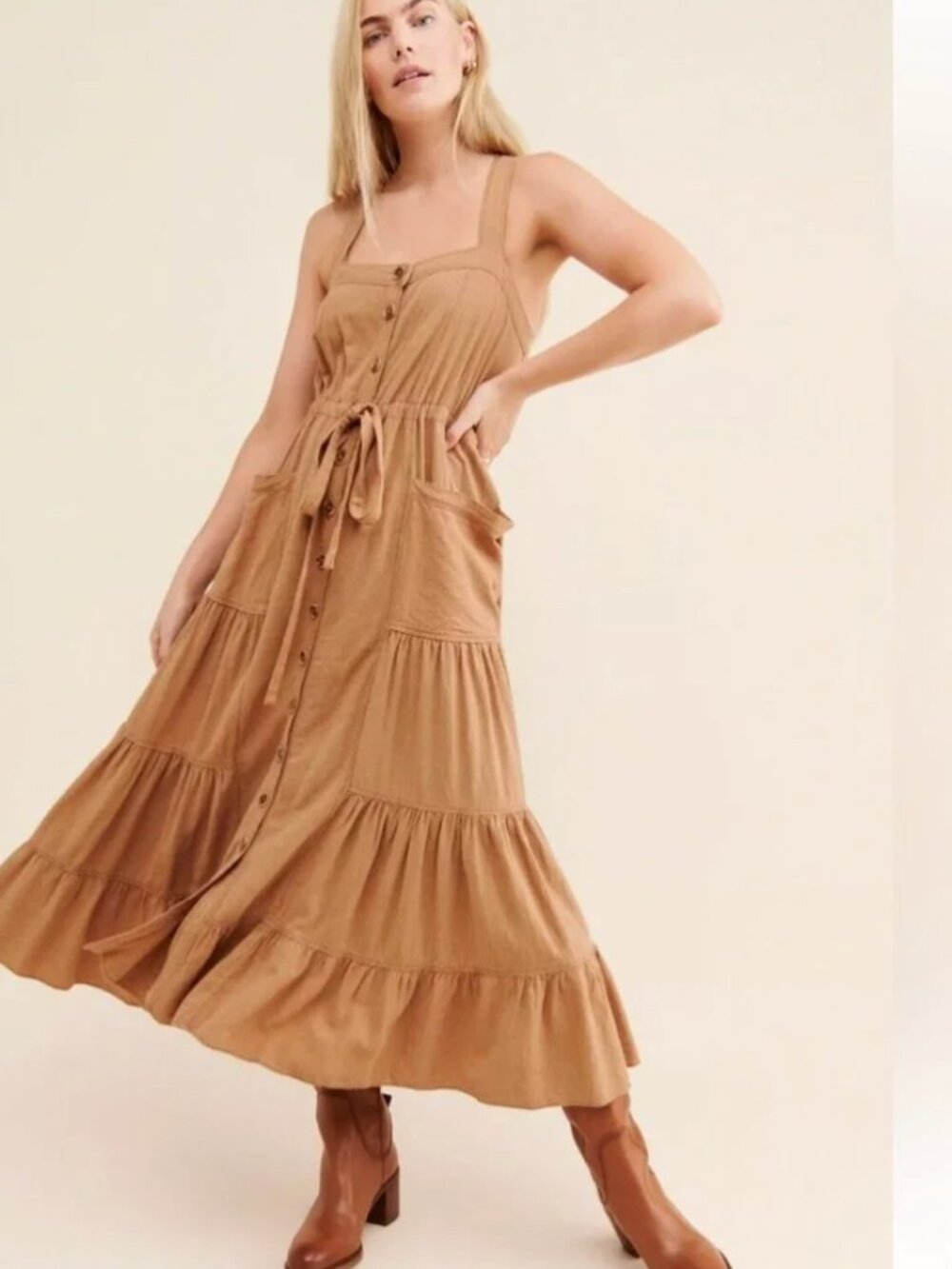 Free People Catch The Breeze Midi Dress – Brown – Size Small